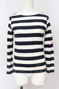 MILK / ハートワッペンボーダーカットソー  シロ×ネイビー×アカ O-25-07-14-067-ML-TO-OW-OS