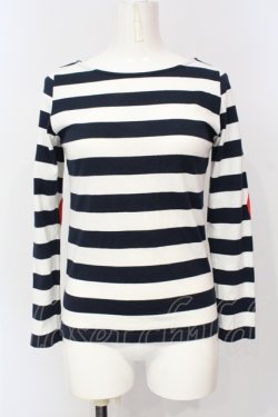 画像1: MILK / ハートワッペンボーダーカットソー  シロ×ネイビー×アカ O-25-07-14-067-ML-TO-OW-OS