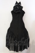 MARBLE / ゴシックタイ付コルセット風ブラウスワンピース  ブラック×ホワイト O-25-07-14-015-GO-OP-IG-OS