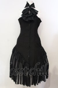 MARBLE / ゴシックタイ付コルセット風ブラウスワンピース  ブラック×ホワイト O-25-07-14-015-GO-OP-IG-OS