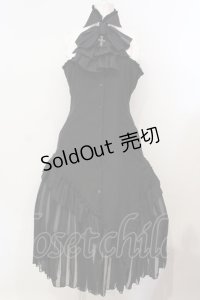 MARBLE / ゴシックタイ付コルセット風ブラウスワンピース  ブラック×ホワイト O-25-07-14-015-GO-OP-IG-OS
