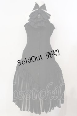 画像1: MARBLE / ゴシックタイ付コルセット風ブラウスワンピース  ブラック×ホワイト O-25-07-14-015-GO-OP-IG-OS
