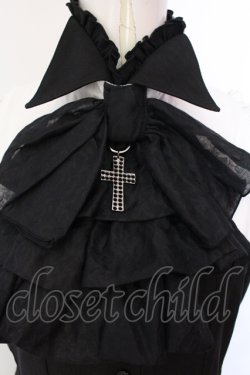画像2: MARBLE / ゴシックタイ付コルセット風ブラウスワンピース  ブラック×ホワイト O-25-07-14-015-GO-OP-IG-OS