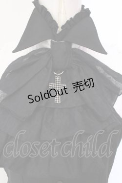 画像2: MARBLE / ゴシックタイ付コルセット風ブラウスワンピース  ブラック×ホワイト O-25-07-14-015-GO-OP-IG-OS