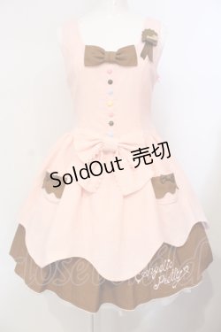 画像1: Angelic Pretty / Sweetワッフルジャンパースカート  ピンク×ブラウン O-25-07-14-022-AP-OP-OW-OS
