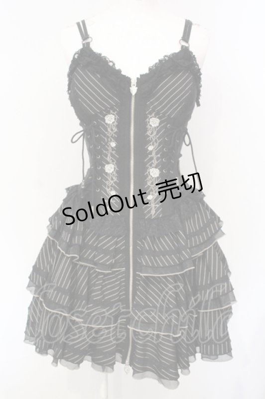 画像1: OZZ ANGELO / Stripe Rose ビスチェワンピース  ブラック O-25-07-15-026-OO-OP-IG-OS (1)