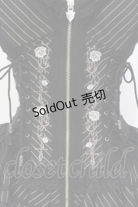 画像2: OZZ ANGELO / Stripe Rose ビスチェワンピース  ブラック O-25-07-15-026-OO-OP-IG-OS (2)