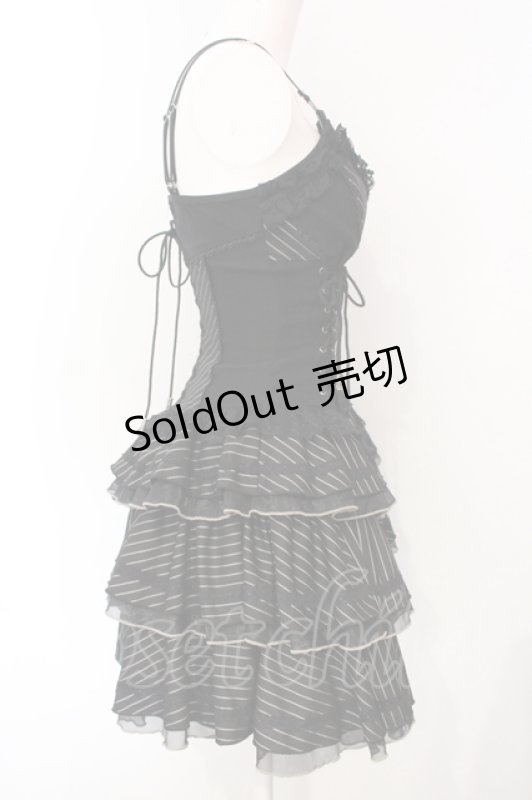 画像3: OZZ ANGELO / Stripe Rose ビスチェワンピース  ブラック O-25-07-15-026-OO-OP-IG-OS (3)