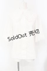 Moi-meme-Moitie / スカラップコットンレースパフ袖ブラウス 13号 ホワイト O-25-07-15-039-MO-BL-OW-OS