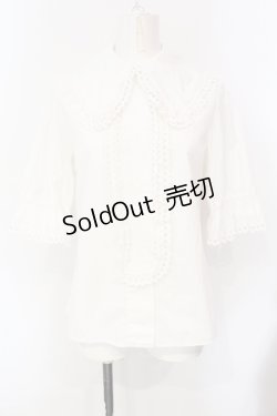 画像1: Moi-meme-Moitie / スカラップコットンレースパフ袖ブラウス 13号 ホワイト O-25-07-15-039-MO-BL-OW-OS