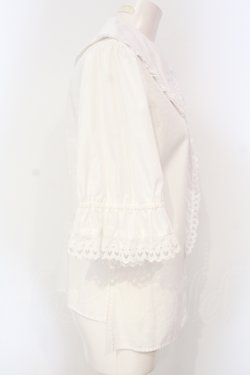 画像3: Moi-meme-Moitie / スカラップコットンレースパフ袖ブラウス 13号 ホワイト O-25-07-15-039-MO-BL-OW-OS