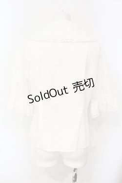 画像4: Moi-meme-Moitie / スカラップコットンレースパフ袖ブラウス 13号 ホワイト O-25-07-15-039-MO-BL-OW-OS
