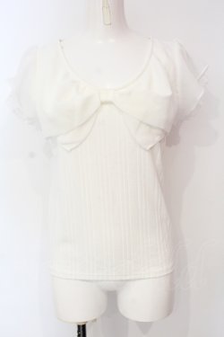 画像1: Secret Honey / リボンシフォンテレコトップス  シロ O-25-07-15-047-CA-TO-IG-OS