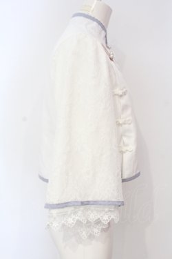 画像3: 海外ロリィタ / 刺繍チャイナブラウス  シロ×サックス O-25-07-15-066-LO-BL-IG-OS