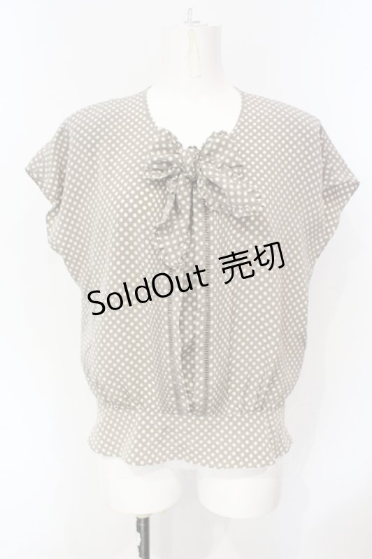画像1: PINK HOUSE / ドットノースリーブブラウス  グレー O-25-07-15-069-LO-BL-OW-ZI (1)