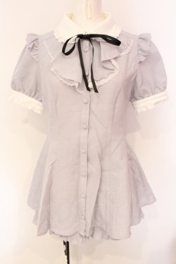 画像1: Secret Honey / バイカラーラッフル半袖セットアップ 2 グレー O-25-07-15-008-CA-OP-IG-OS