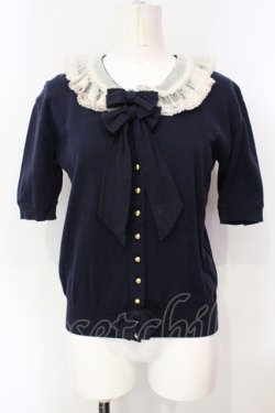 画像1: WONDERFUL WORLD / ドットチュールカラーカーディガン  ネイビー O-25-07-15-072-LO-TO-IG-OS