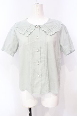画像1: Fi.n.t / ピンタック襟半袖ブラウス  ミント O-25-07-15-074-CA-BL-IG-OS