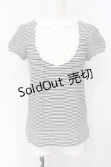 Franche Lippee / ボーダータックヨークTシャツ M クロ×シロ O-25-07-15-075-LO-TO-IG-OS