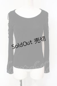 Qutie Frash / ショルダーレースアップカットソー  ブラック O-25-07-15-078-QU-TO-IG-OS