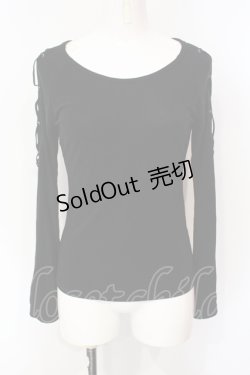 画像1: Qutie Frash / ショルダーレースアップカットソー  ブラック O-25-07-15-078-QU-TO-IG-OS