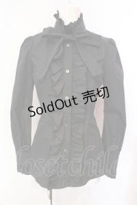 MIHO MATSUDA / リボンタイ付きフリルブラウス S クロ O-25-07-15-082-GO-BL-OW-OS
