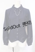axes femme / チェーン付コルセット風ブラウス  ネイビー O-25-07-15-092-AX-BL-IG-OS