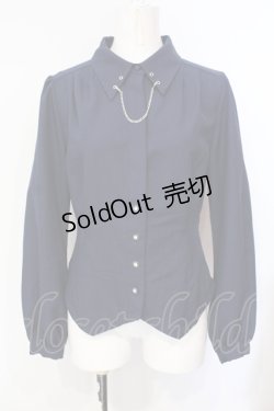 画像1: axes femme / チェーン付コルセット風ブラウス  ネイビー O-25-07-15-092-AX-BL-IG-OS