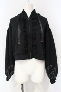 axes femme / ショート丈フリルパーカー  クロ O-25-07-15-098-AX-TO-IG-OS