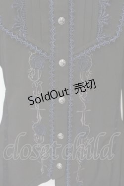 画像2: OZZ ANGELO / 燕尾ブラウス  ブラック×ブルー O-25-07-15-108-OO-BL-IG-OS