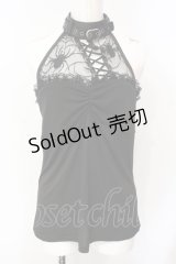 Qutie Frash / ドラゴンサテンメッシュホルターキャミ  ブラック O-25-07-15-112-QU-TO-IG-OS