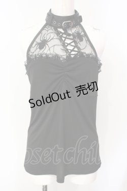 画像1: Qutie Frash / ドラゴンサテンメッシュホルターキャミ  ブラック O-25-07-15-112-QU-TO-IG-OS