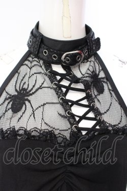画像2: Qutie Frash / ドラゴンサテンメッシュホルターキャミ  ブラック O-25-07-15-112-QU-TO-IG-OS