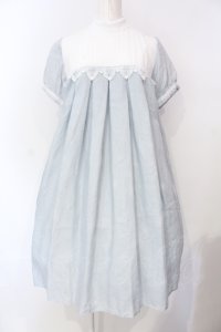 SERAPHIM / リネンのテレーズワンピース ショート丈 ブルー O-25-07-15-018-LO-OP-IG-OS