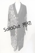 Qutie Frash / 和柄ロングカーデ  ブラック O-25-07-17-048-QU-TO-YM-ZI