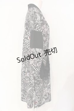 画像2: Qutie Frash / 和柄ロングカーデ  ブラック O-25-07-17-048-QU-TO-YM-ZI