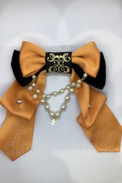画像1: Enchantlic Enchantilly / ロゴ刺繍パールリボンブローチ  オレンジ×クロ O-25-07-17-1015-LO-ZA-IG-OS