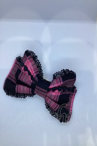 Angelic Pretty / メルヘンタータンリボンヘアポニー【改造あり】  ブラック×ピンクチェック O-25-07-17-1057-AP-AC-IG-OS