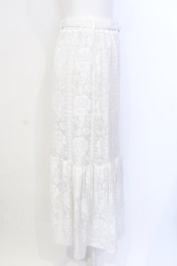 画像2: an another angelus / ストライプレース切替ギャザースカート  シロ O-25-07-17-069-CA-PA-IG-OS