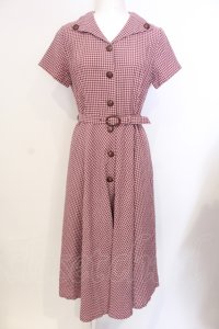 an another angelus / レトロチェックフィット&フレアーワンピース  ピンク O-25-07-17-071-CA-OP-IG-OS