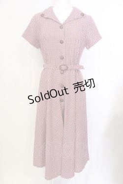 画像1: an another angelus / レトロチェックフィット&フレアーワンピース  ピンク O-25-07-17-071-CA-OP-IG-ZT161