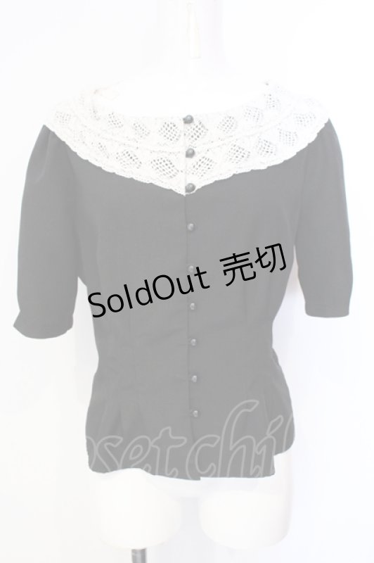 画像1: an another angelus / トーションレースカラーブラウス  クロ O-25-07-17-073-CA-BL-IG-ZT159 (1)