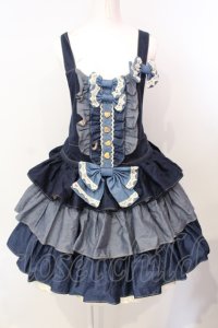 MAM MAXICIMAM / プレアリーローズ プレジール　マルシェ　デニム サロペット  ネイビー×マロンベージュ O-25-07-17-076-LO-OP-OW-OS