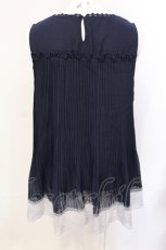 画像2: axes femme / プリーツシフォンノースリーブトップス M ネイビー O-25-07-17-091-AX-TO-IG-ZT144 (2)