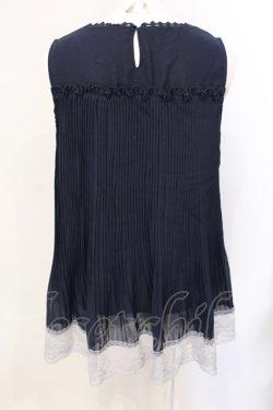 画像2: axes femme / プリーツシフォンノースリーブトップス M ネイビー O-25-07-17-091-AX-TO-IG-OS