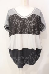 axes femme / 異素材切り替えカットソー M グレー O-25-07-17-094-AX-TO-IG-ZT0731D