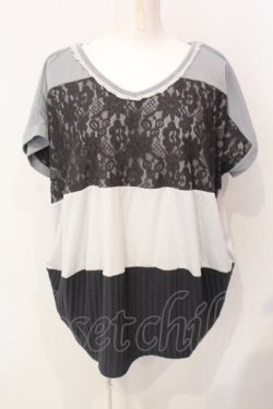 画像1: axes femme / 異素材切り替えカットソー M グレー O-25-07-17-094-AX-TO-IG-OS