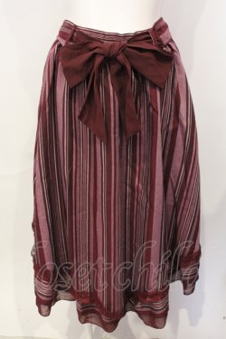 画像1: axes femme POETIQUE / ストライプ柄イレヘムスカート M ワイン O-25-07-17-098-AX-SK-IG-OS