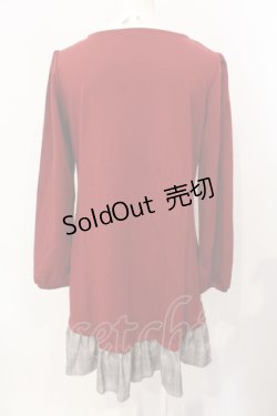 画像2: axes femme / グレンチェック切り替えスクエアカラーワンピース  ワイン×グレー O-25-07-17-099-AX-OP-IG-OS