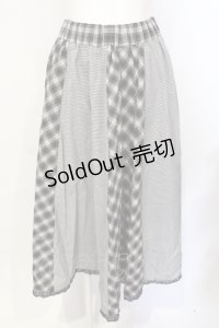 axes femme / ベルト付パッチワークスカート【ベルト欠品】 M グレー O-25-07-17-100-AX-SK-IG-OS